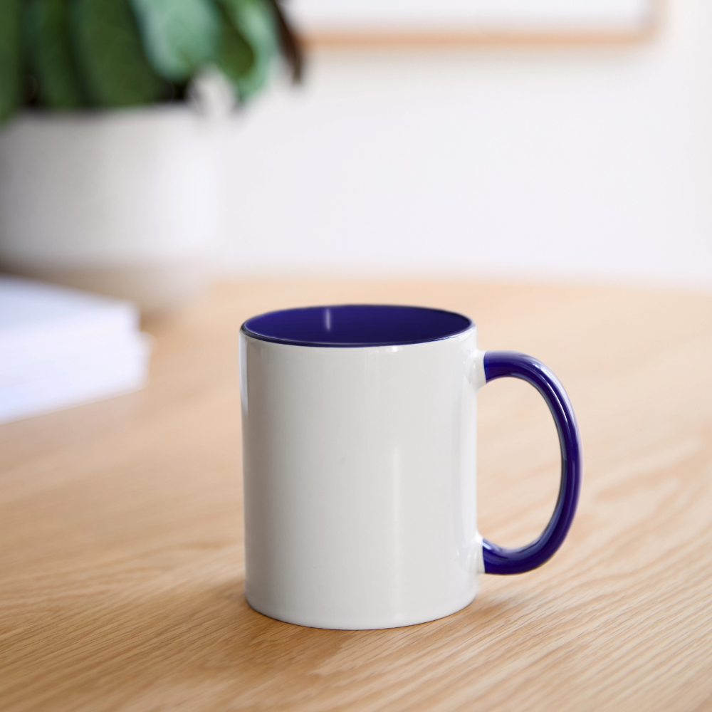 Coffee & Chaotic Life Mug - white/cobalt blue