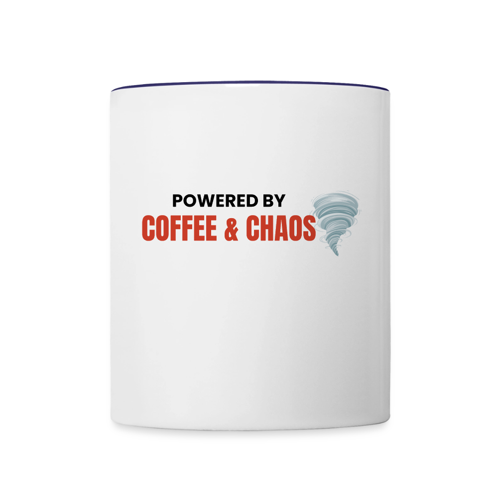 Coffee & Chaotic Life Mug - white/cobalt blue
