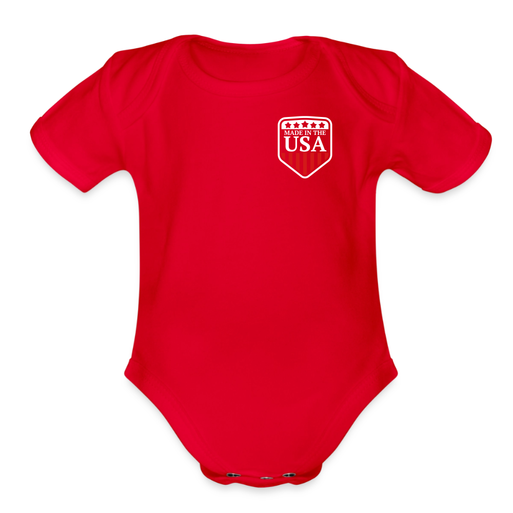 Organic Short Sleeve Baby Bodysuit - red
