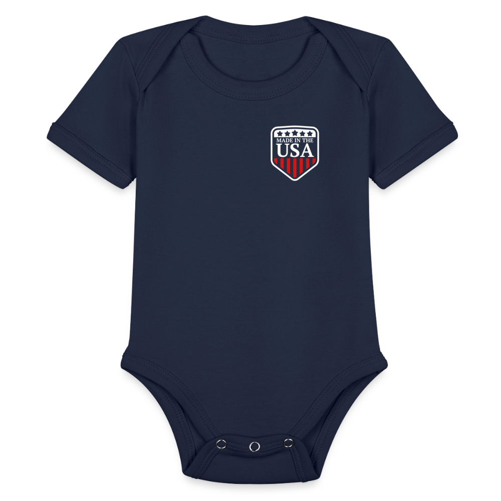 Organic Short Sleeve Baby Bodysuit - dark navy