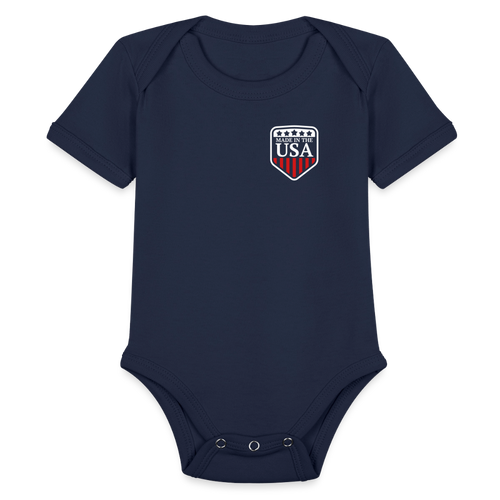 Organic Short Sleeve Baby Bodysuit - dark navy