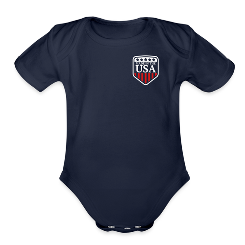 Organic Short Sleeve Baby Bodysuit - dark navy