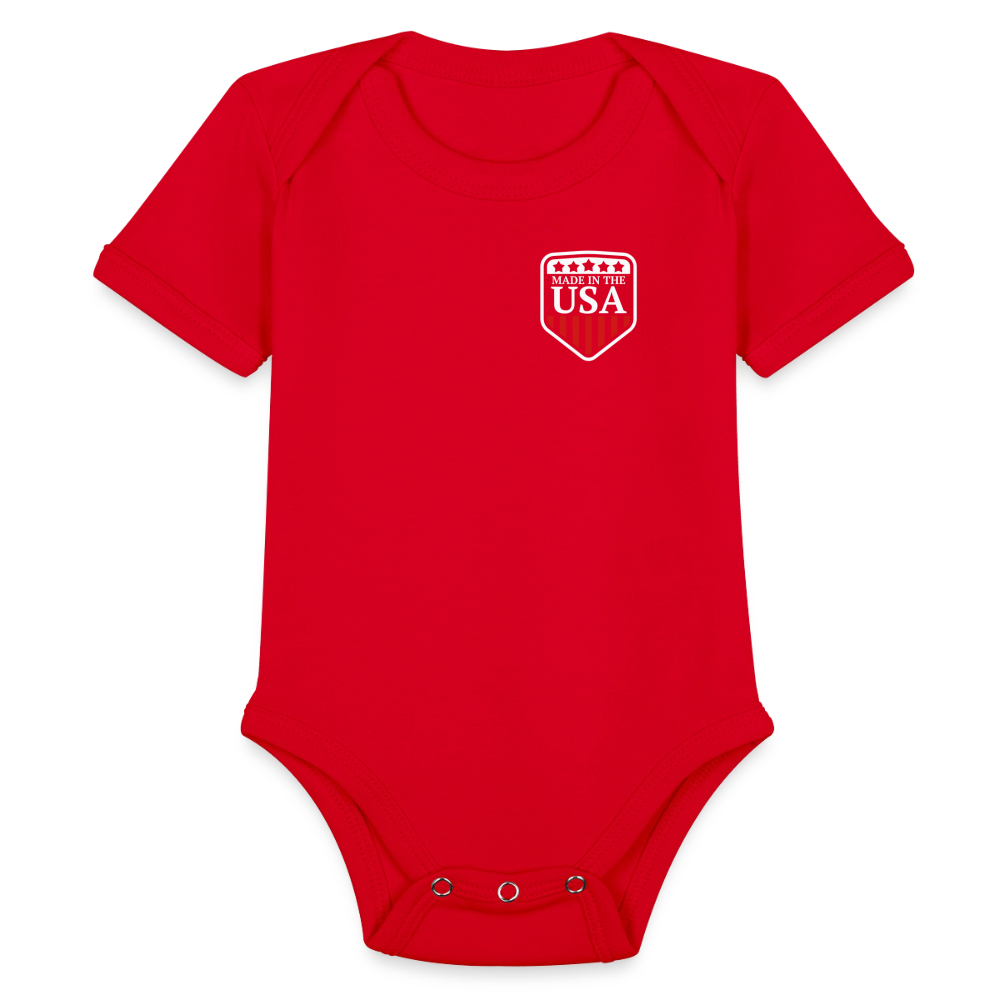 Organic Short Sleeve Baby Bodysuit - red